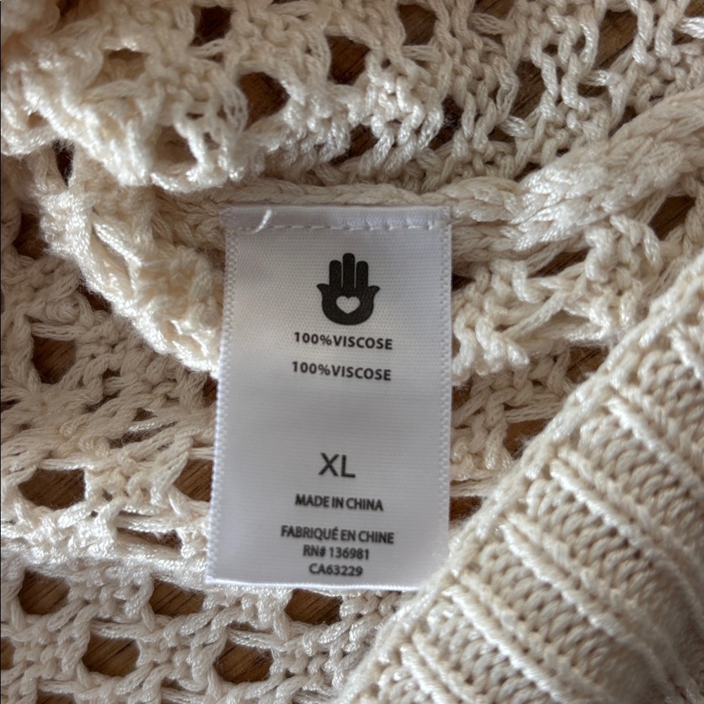 Spiritual Gangster Open Knit Cardigan Cream Cottagecore Lightweight Layering - Picture 13 of 14